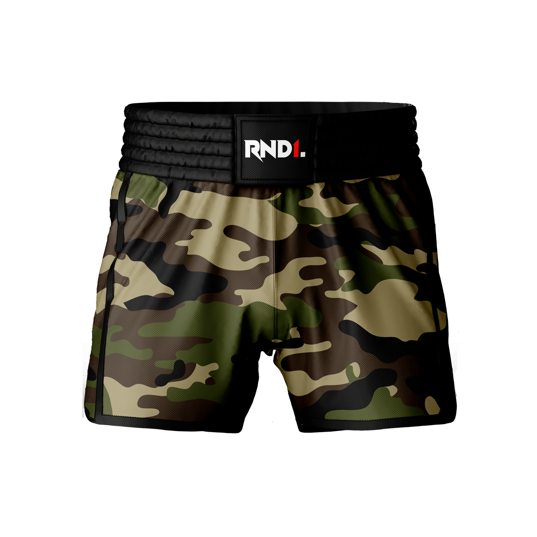 Yellow Red And Blue Camouflage Print Muay Thai Boxing Shorts